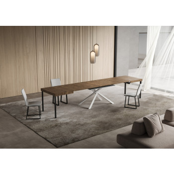 Niket Table with White Legs D.90 - Extendable Table 90x140/400 cm Niket White Ash with White Legs