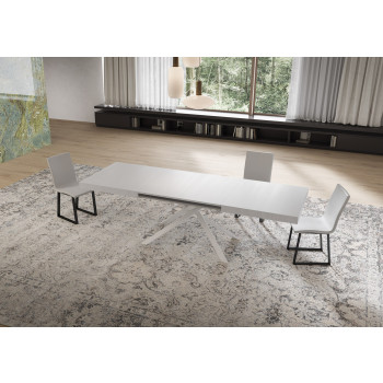 Niket table with white legs D.90 - Extendable table 90x160/264 cm Niket white ash with white legs