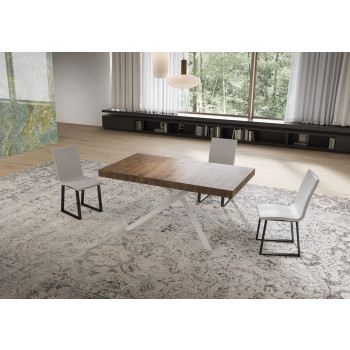 Niket table with white legs D.90 - Extendable table 90x160/264 cm Niket white ash with white legs