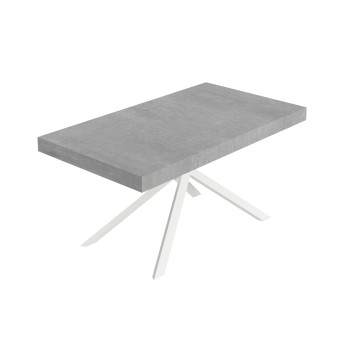 Niket table with white legs D.90 - Extendable table 90x160/264 cm Niket white ash with white legs