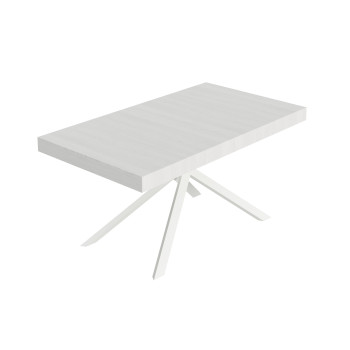 Niket table with white legs D.90 - Extendable table 90x160/264 cm Niket white ash with white legs