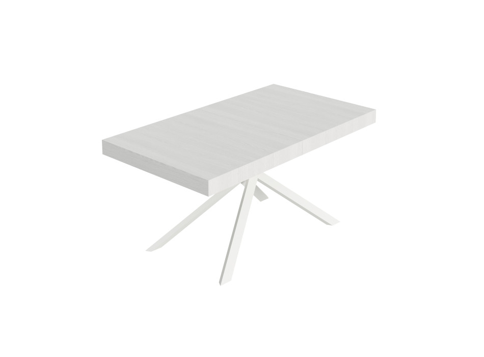 Niket table with white legs D.90 - Extendable table 90x160/264 cm Niket white ash with white legs