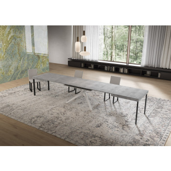 Niket Table with White Legs D.90 - Extendable Table 90x160/420 cm Niket White Ash with White Legs