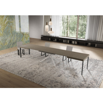 Niket Table with White Legs D.90 - Extendable Table 90x160/420 cm Niket White Ash with White Legs