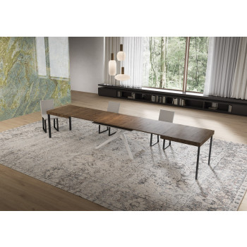 Niket Table with White Legs D.90 - Extendable Table 90x160/420 cm Niket White Ash with White Legs