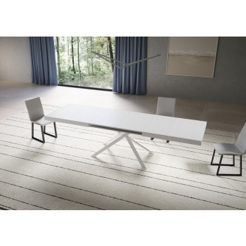 Niket table with white legs D.90 - Extendable table 90x180/284 cm Niket white ash with white legs