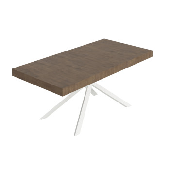 Niket table with white legs D.90 - Extendable table 90x180/284 cm Niket white ash with white legs
