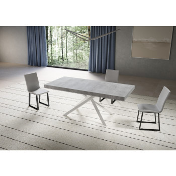Niket table with white legs D.90 - Extendable table 90x180/284 cm Niket white ash with white legs