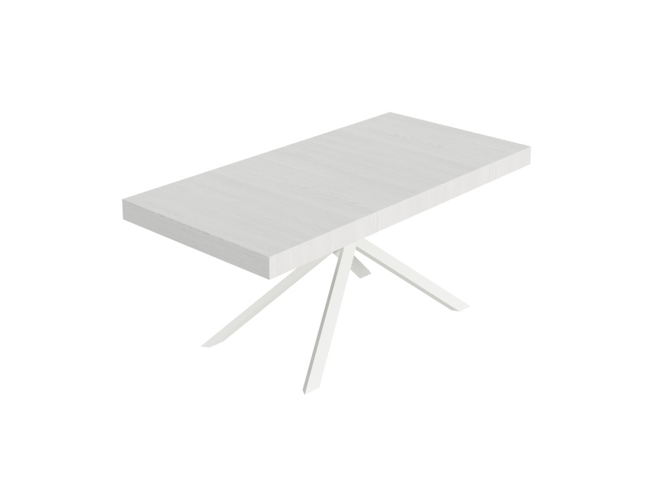 Niket table with white legs D.90 - Extendable table 90x180/284 cm Niket white ash with white legs