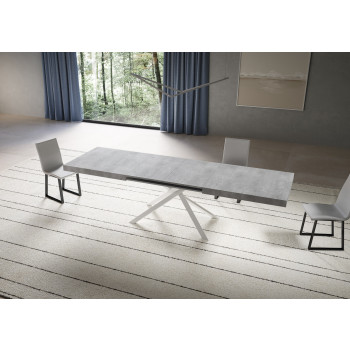 Niket Table with White Legs D.90 - Extendable Table 90x180/440 cm Niket White Ash with White Legs
