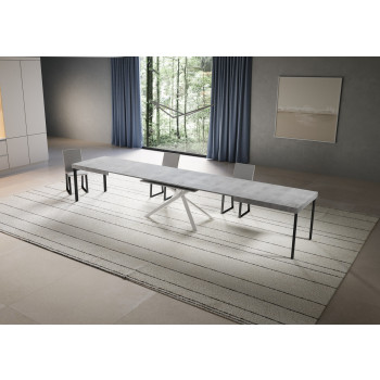 Niket Table with White Legs D.90 - Extendable Table 90x180/440 cm Niket White Ash with White Legs