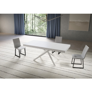 Niket Table with White Legs D.90 - Extendable Table 90x180/440 cm Niket White Ash with White Legs