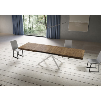 Niket Table with White Legs D.90 - Extendable Table 90x180/440 cm Niket White Ash with White Legs