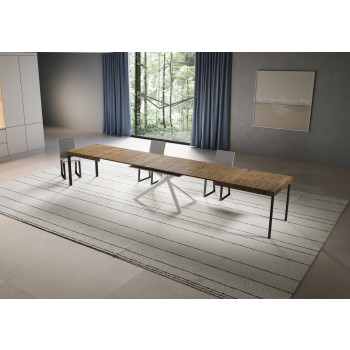Niket Table with White Legs D.90 - Extendable Table 90x180/440 cm Niket White Ash with White Legs