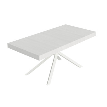 Niket Table with White Legs D.90 - Extendable Table 90x200/304 cm Niket White Ash with White Legs