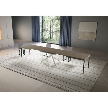 Niket Table with White Legs D.90 - Extendable Table 90x200/460 cm Niket White Ash with White Legs