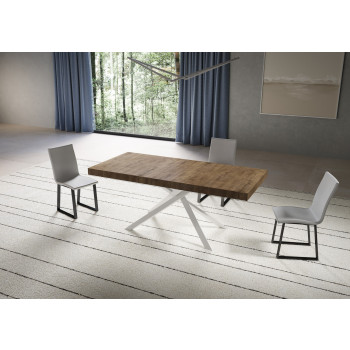 Niket Table with White Legs D.90 - Extendable Table 90x200/460 cm Niket White Ash with White Legs