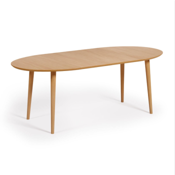 Oqui extendable oval table in oak veneer Ø120(20
