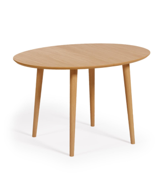 Oqui extendable oval table in oak veneer Ø120(20
