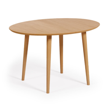 Oqui extendable oval table in oak veneer Ø120(20