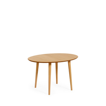 Oqui extendable oval table in oak veneer and solid wood legs Ø 120 (200) x 90 cm
