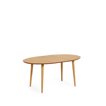 Oqui extendable oval table in oak veneer and solid wood legs Ø 120 (200) x 90 cm