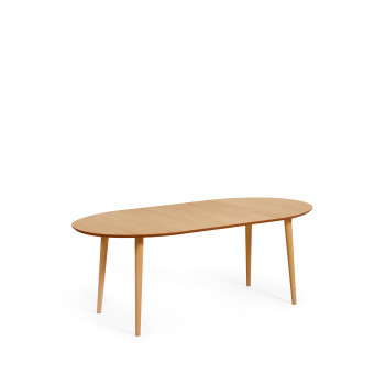 Oqui extendable oval table in oak veneer and solid wood legs Ø 120 (200) x 90 cm