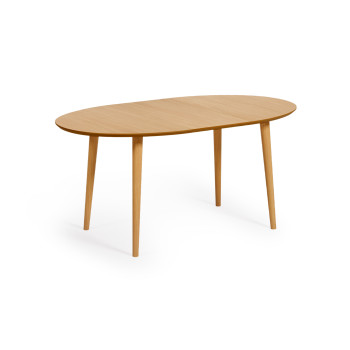 Oqui extendable oval table in oak veneer and solid wood legs Ø 120 (200) x 90 cm
