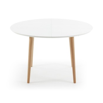 Oqui extendable oval table MDF lacquered white g90 natural, white lacquer or