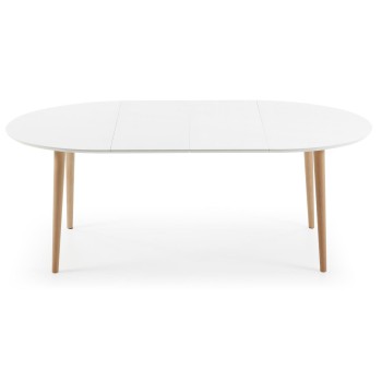 Oqui extendable oval table MDF lacquered white g90 natural, white lacquer or