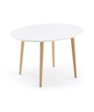 Oqui extendable oval table MDF lacquered white g90 natural, white lacquer or