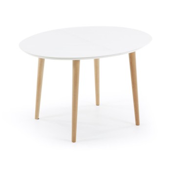 Oqui extendable oval table MDF lacquered white g90 natural, white lacquer or