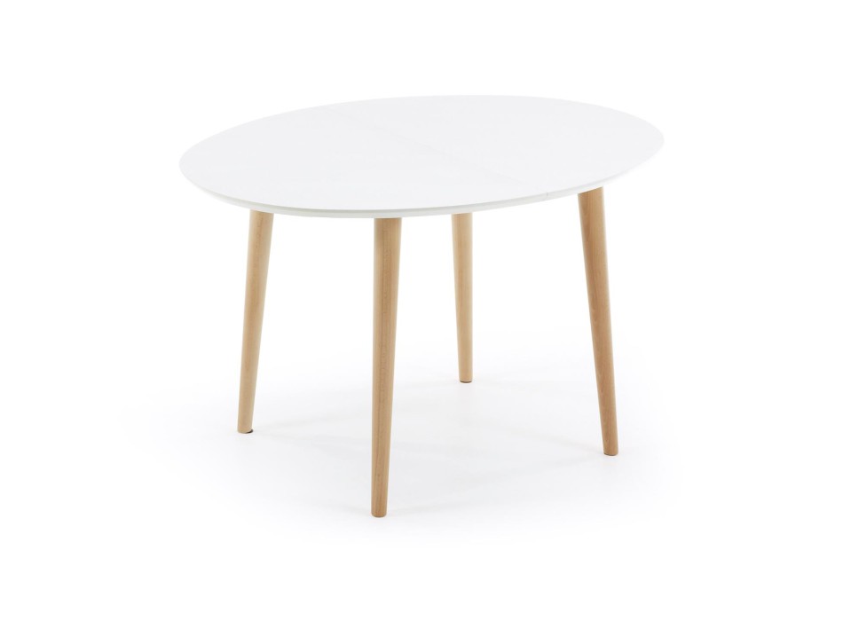 Oqui extendable oval table MDF lacquered white g90 natural, white lacquer or