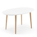 Oqui extendable oval table, white lacquered MDF, 90cm deep