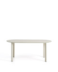 Erice oval table in aluminum and ecru tempered glass 180 x 90 cm