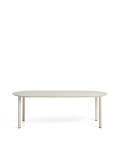 Erice oval table in aluminum and ecru tempered glass 230 x 100 cm