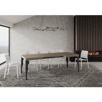 Paxon table with anthracite legs D.90 - Extendable table 120/224x90 cm Paxon white ash with anthracite legs
