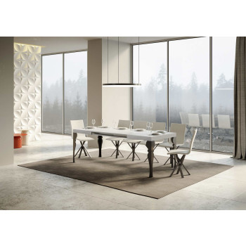 Paxon table with anthracite legs D.90 - Extendable table 140/400x90 cm Paxon white ash with anthracite legs