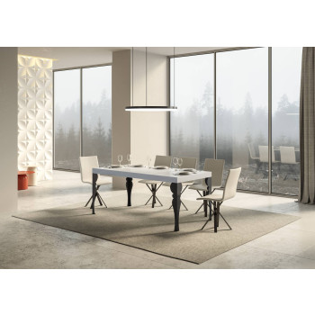 Paxon table with anthracite legs D.90 - Extendable table 160/420x90 cm Paxon white ash with anthracite legs