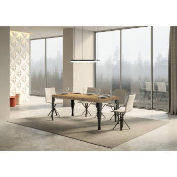 Paxon table with anthracite legs D.90 - Extendable table 180/284x90 cm Paxon white ash with anthracite legs