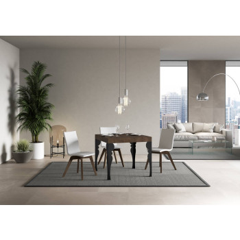 Paxon table with anthracite legs D.90 - Extendable table 90/246x90 cm Paxon white ash with anthracite legs