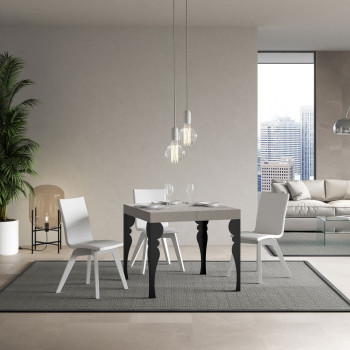 Paxon table with anthracite legs D.90 - Extendable table 90/246x90 cm Paxon white ash with anthracite legs