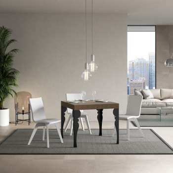 Paxon table with anthracite legs D.90 - Extendable table 90/246x90 cm Paxon white ash with anthracite legs