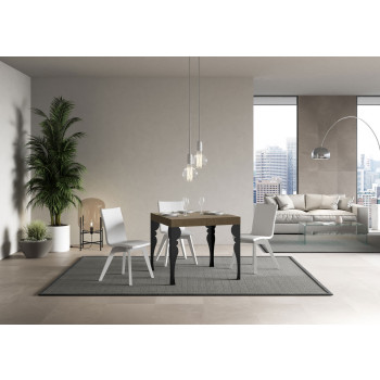 Paxon table with anthracite legs D.90 - Extendable table 90/246x90 cm Paxon white ash with anthracite legs