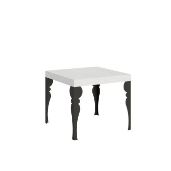 Paxon table with anthracite legs D.90 - Extendable table 90/246x90 cm Paxon white ash with anthracite legs