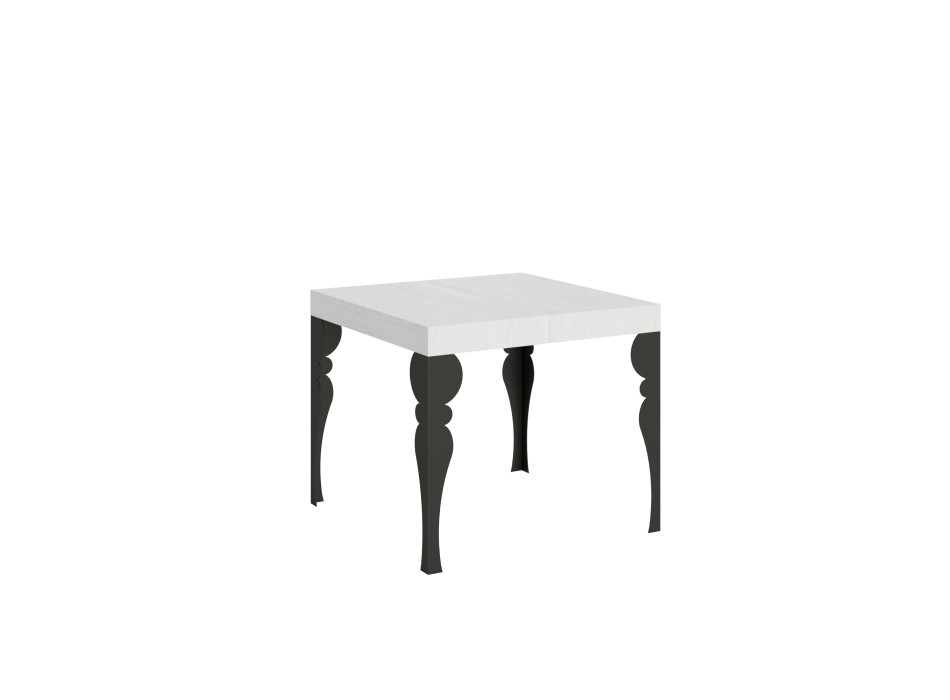 Paxon table with anthracite legs D.90 - Extendable table 90/246x90 cm Paxon white ash with anthracite legs