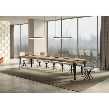 Paxon Premium table with anthracite legs D.90 - Extendable table 130/390x90 cm Paxon Premium white ash with anthracite legs