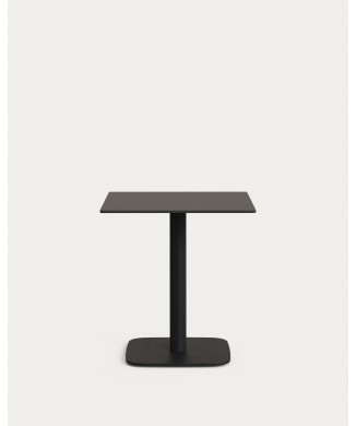 Dina outdoor table, black, with metal leg, finished in black, 68 x 68 x 70 cm