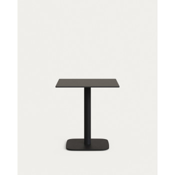 Dina outdoor table, black, with metal leg, finished in black, 68 x 68 x 70 cm