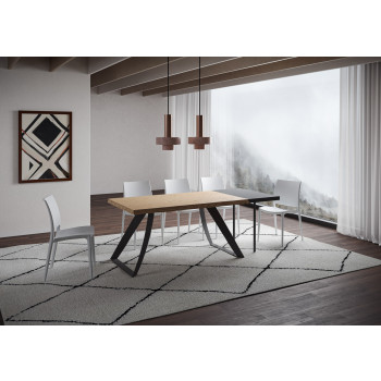 Proxy Table = Tabira Barked Solid Wood - Extendable Table 90x160/210 cm Tabira Barked Oak Anthracite Legs